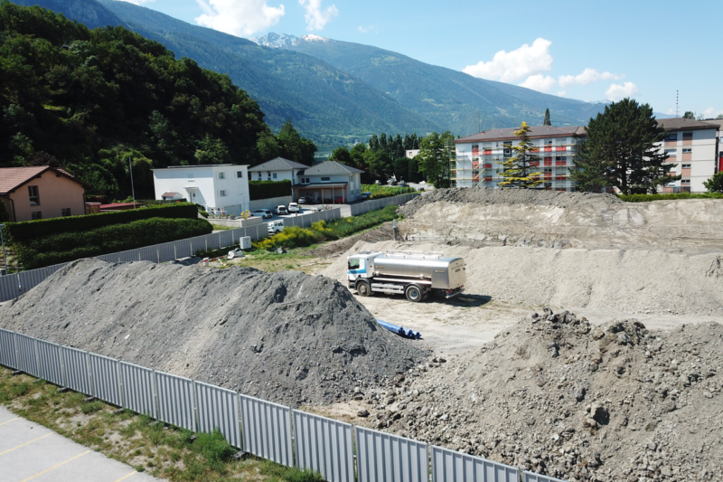 Avancée du chantier jardins d'itagne à Sierre