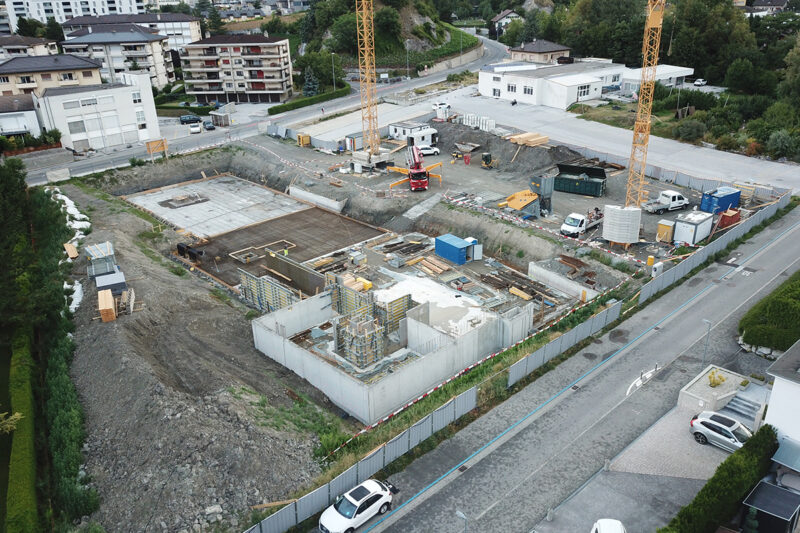 Avancée du chantier jardins d'itagne à Sierre
